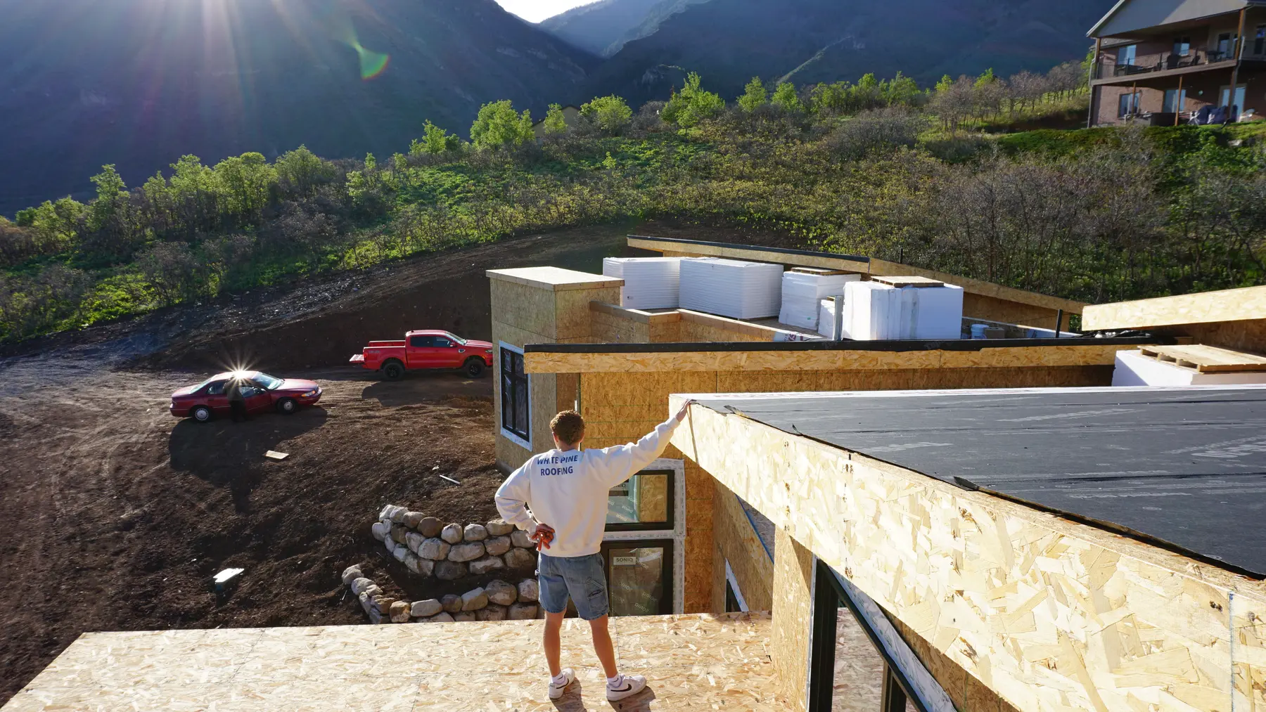 White Pine Roofing — new roof construction in progress